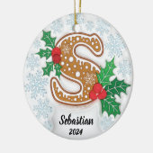 Letter S Aangepaste naam Monogram Kerstmis Keramisch Ornament (Links)