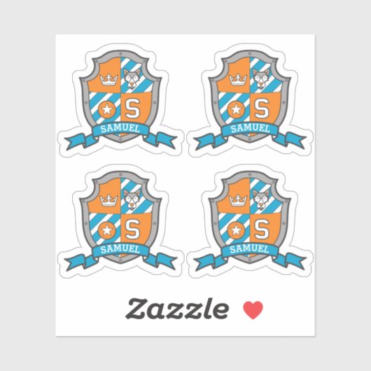 Letter S aangepaste naam Samuel wolf dog ridders k Sticker (Vel)