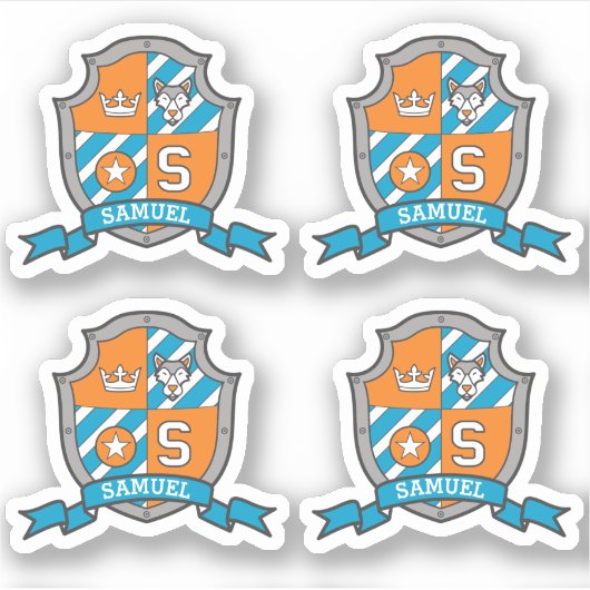 Letter S aangepaste naam Samuel wolf dog ridders k Sticker (Voorkant)