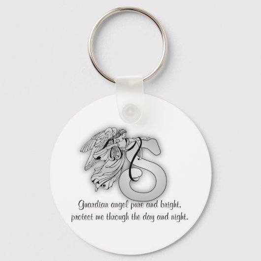 Letter S angel monogram alfabet initiaal Sleutelhanger (Voorkant)