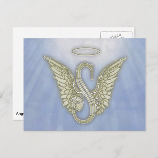 Letter S Angel Monogram Briefkaart (Voorkant / Achterkant)