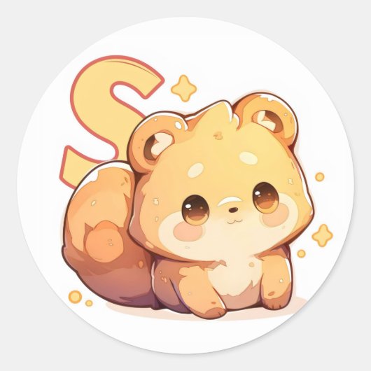 Letter S Anime Dier Ronde Sticker (Voorkant)
