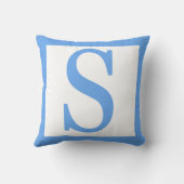 Letter S Baby Blauwe Rand Kussen (Achterkant)