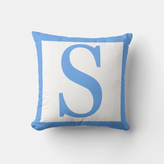 Letter S Baby Blauwe Rand Kussen (Voorkant)