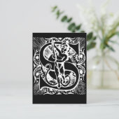 Letter S Black en White Monogram-kaarten Briefkaart (Staand voorkant)
