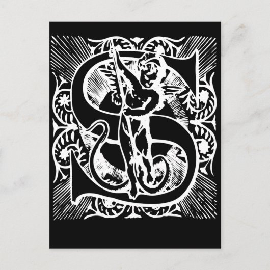 Letter S Black en White Monogram-kaarten Briefkaart (Voorkant)