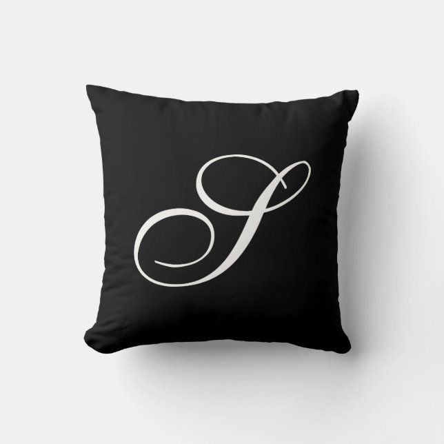 Letter S Black Monogram Pillow Kussen (Voorkant)