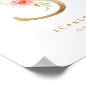 Letter S Blush Floral Monogram Gold Foil Nursery Poster (Hoek)