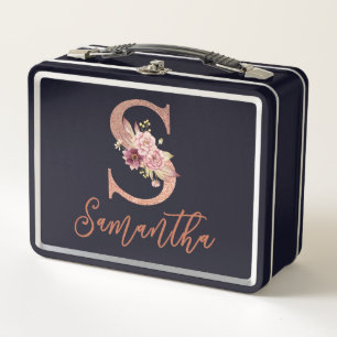 Letter S Blush roze Glitter Bloemrijke Monogram 