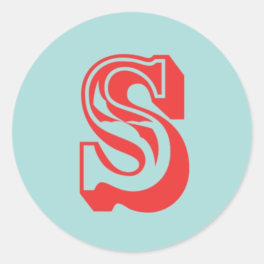 Letter S carnaval stijl monogram initiaal gunst Ronde Sticker (Voorkant)