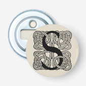 Letter S  Celtic Knot Monogram Button Flesopener (Voorkant)