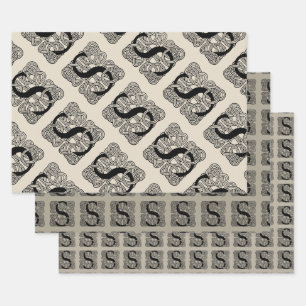 Letter S  Celtic Knot Monogram Inpakpapier Vel
