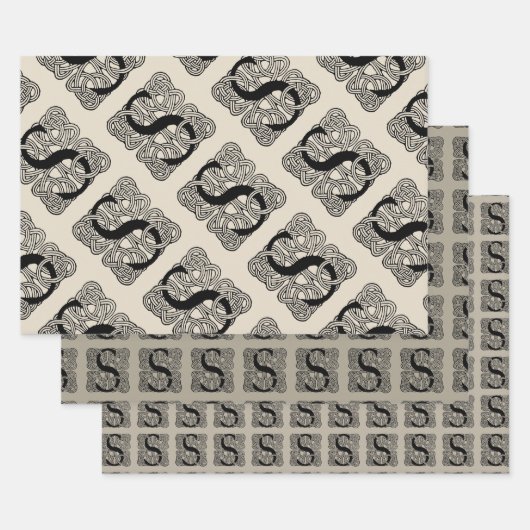 Letter S  Celtic Knot Monogram Inpakpapier Vel (Set)