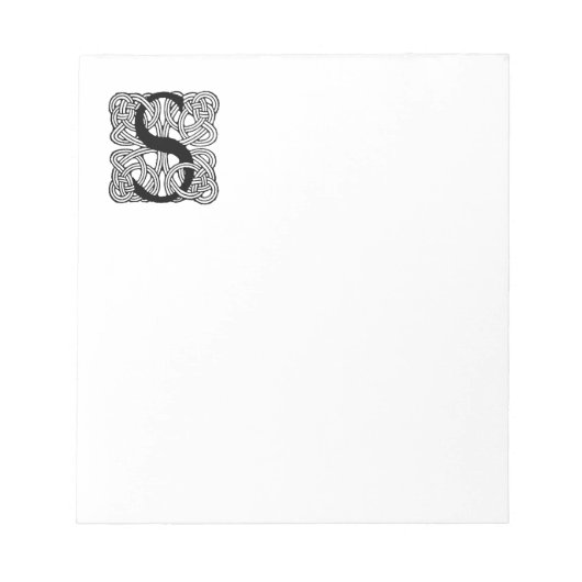 Letter S  Celtic Knot Monogram Notitieblok (Voorkant)