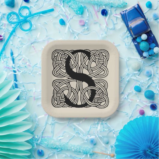 Letter S  Celtic Knot Monogram Papieren Bordje (Feest)