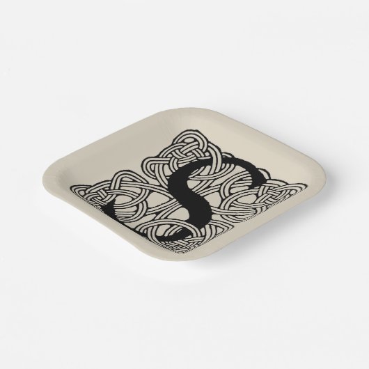 Letter S  Celtic Knot Monogram Papieren Bordje (Gebogen)