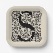 Letter S  Celtic Knot Monogram Papieren Bordje (Voorkant)