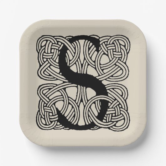 Letter S  Celtic Knot Monogram Papieren Bordje (Voorkant)