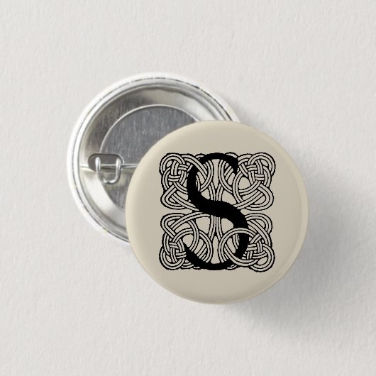 Letter S  Celtic Knot Monogram Ronde Button 3,2 Cm (Voorkant /achterkant)