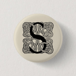 Letter S  Celtic Knot Monogram Ronde Button 3,2 Cm