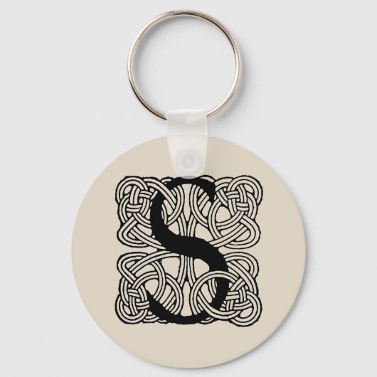 Letter S  Celtic Knot Monogram Sleutelhanger (Voorkant)