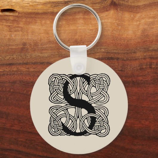 Letter S  Celtic Knot Monogram Sleutelhanger (Achterkant)