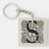Letter S  Celtic Knot Monogram Sleutelhanger (voorkant)