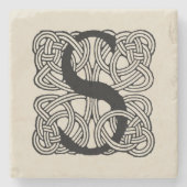 Letter S  Celtic Knot Monogram Stenen Onderzetter (Voorkant)