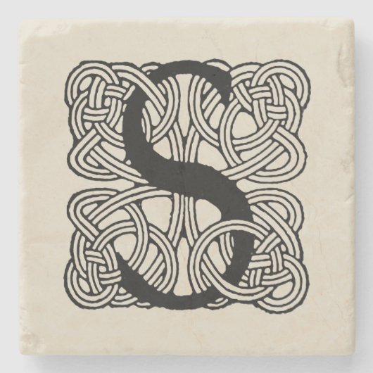 Letter S  Celtic Knot Monogram Stenen Onderzetter (Voorkant)