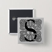 Letter S  Celtic Knot Monogram Vierkante Button 5,1 Cm (Voorkant /achterkant)