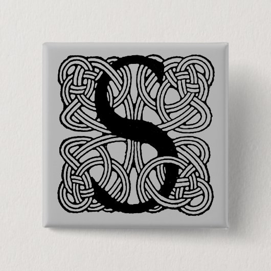 Letter S  Celtic Knot Monogram Vierkante Button 5,1 Cm (Voorkant)