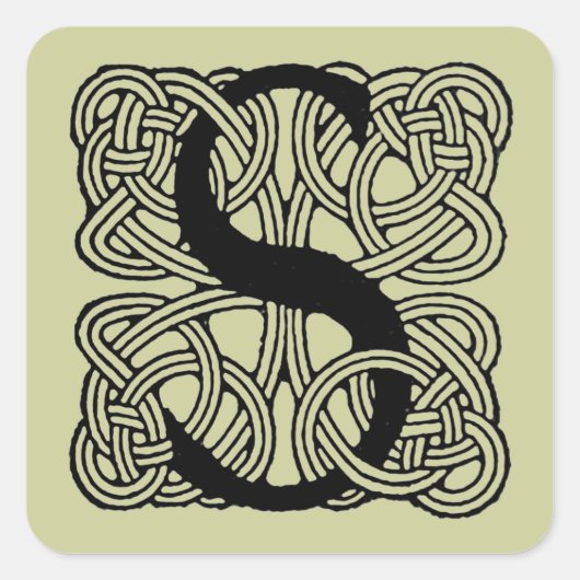 Letter S  Celtic Knot Monogram Vierkante Sticker (Voorkant)