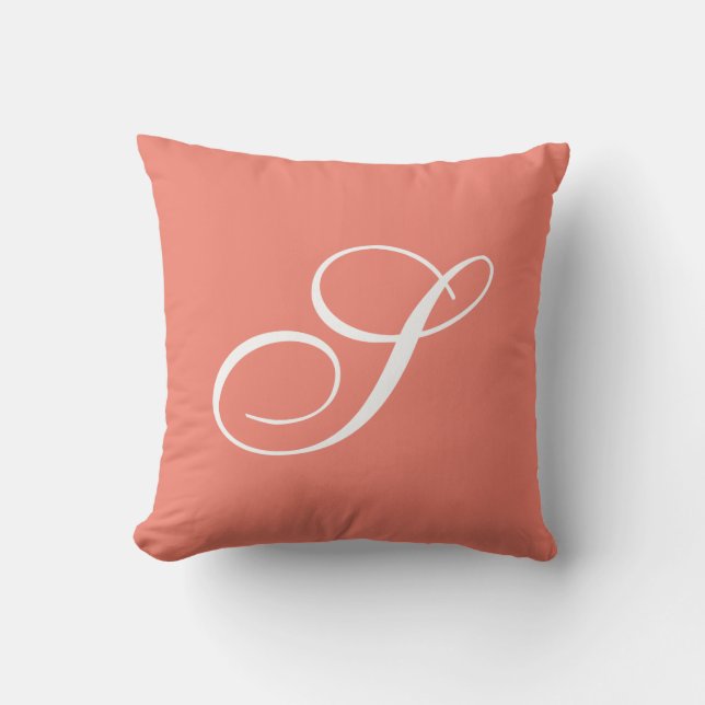 Letter S Coral Monogram Pillow Kussen (Voorkant)
