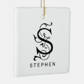 Letter S Elegant Monogram Kerst Ornament (Rechts)