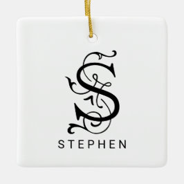 Letter S Elegant Monogram Kerst Ornament