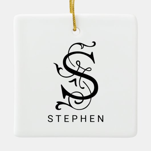 Letter S Elegant Monogram Kerst Ornament (Voorkant)