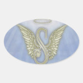Letter S Engel Monogram Ovale Sticker (Voorkant)