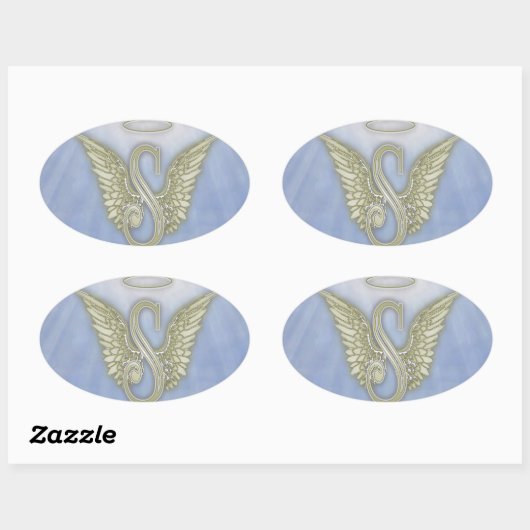 Letter S Engel Monogram Ovale Sticker (Vel)