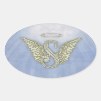 Letter S Engel Monogram Ovale Sticker