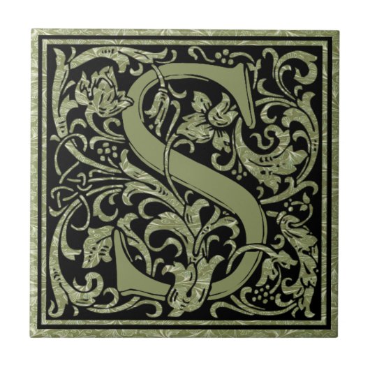 Letter S First Letter Monogram Tegeltje (Voorkant)