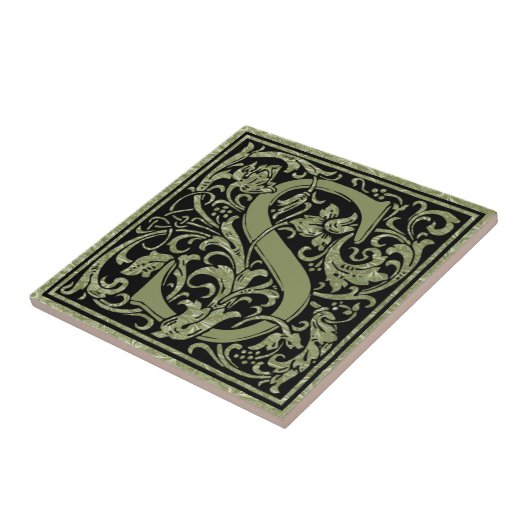 Letter S First Letter Monogram Tegeltje (Zijkant)