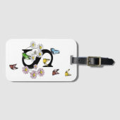 Letter S Floral Butterfly Monogram Initiaal Bagagelabel (Voorkant (horizontaal))