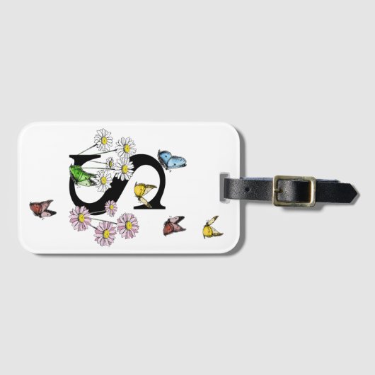 Letter S Floral Butterfly Monogram Initiaal Bagagelabel (Voorkant (horizontaal))