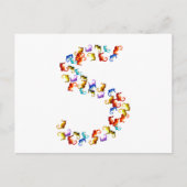 Letter S gemaakt van kleurrijke zeepaardgraphics Briefkaart (Voorkant)