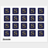 Letter S Gold Square Sticker (Vel)