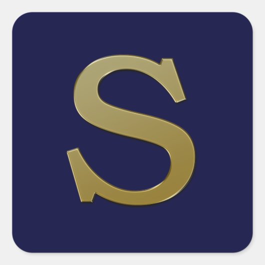 Letter S Gold Square Sticker (Voorkant)
