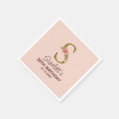 Letter S Gouden Monogram Blush Roze Rozen Servet (Hoek)