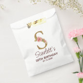 Letter S Gouden Monogram Roze Rozen Bedankzakje (Gezegeld)