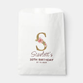 Letter S Gouden Monogram Roze Rozen Bedankzakje (Voorkant)