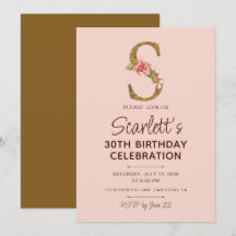 Letter S Gouden Monogram Roze Rozen